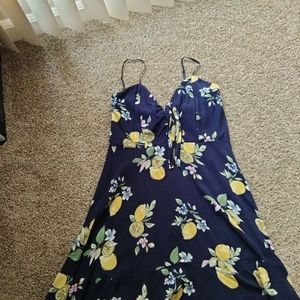 Lemon summer mini dress anthropologie front retro pin up L